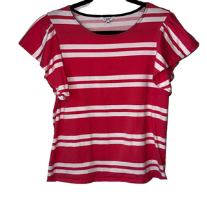 Pink and White Striped Women's Top